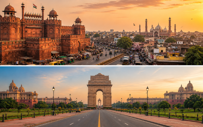Delhi in 2 Days Old vs New Delhi itinerary showing Red Fort and India Gate