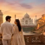 Couple enjoying a Golden Triangle tour across Delhi, Agra and Jaipur