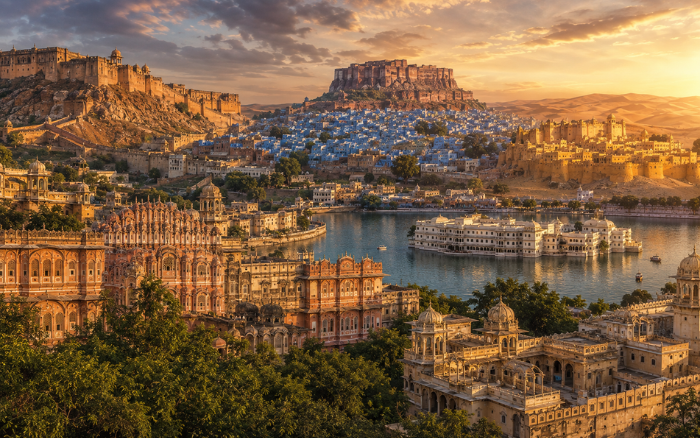 Rajasthan luxury tour destinations with historic forts, palaces and blue city